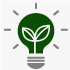 a green light bulb with leaves inside, symbolizing eco-friendly energy and sustainability